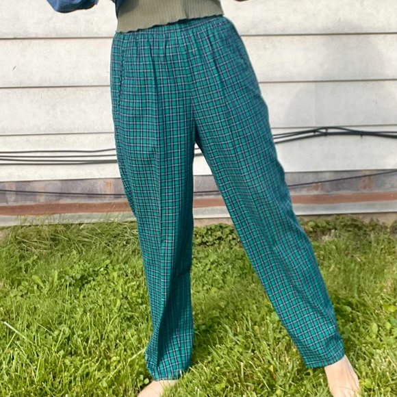 VINTAGE Plaid Cotton Blend Pants | Elastic Waistband | Koret Sport | A13 - Picture 2 of 7